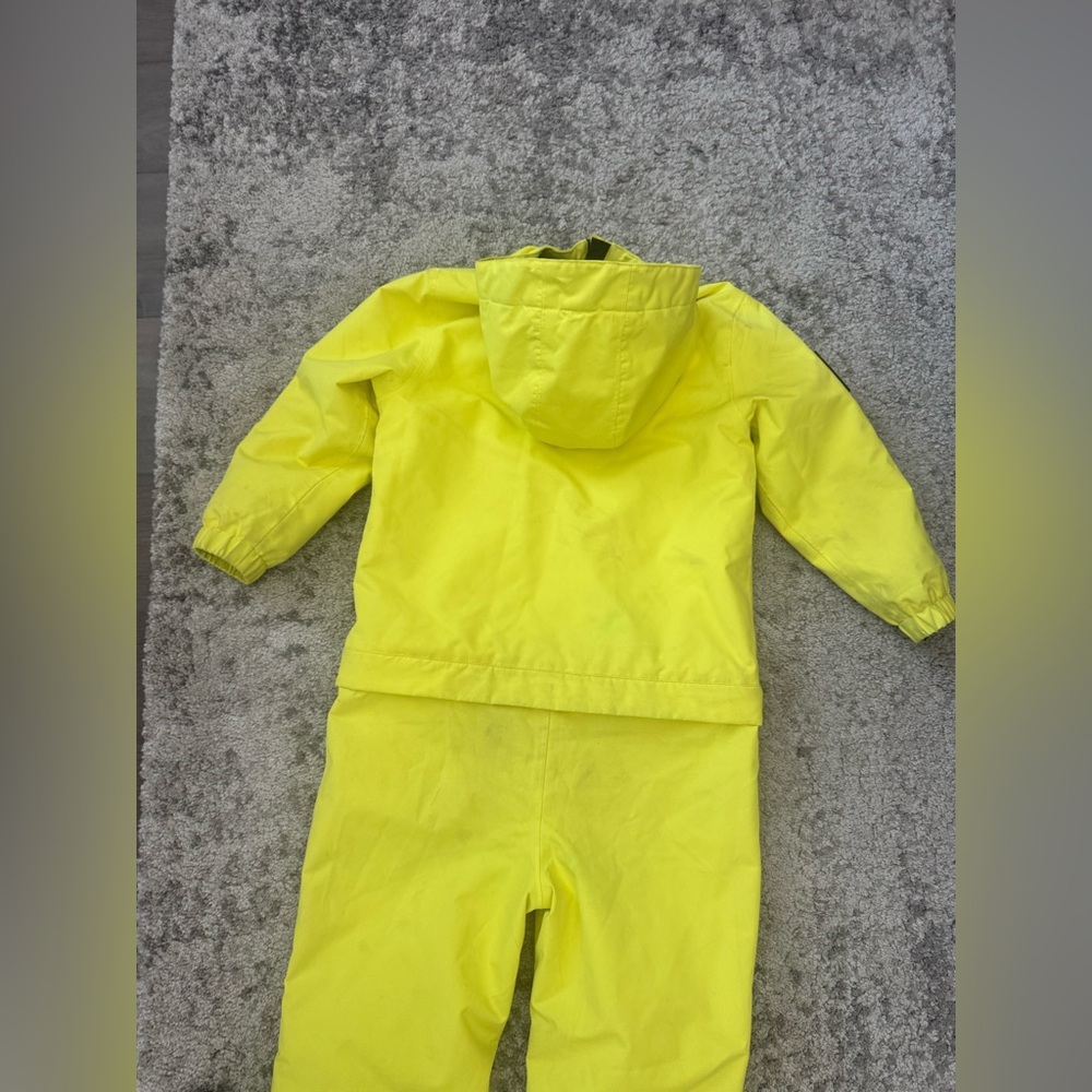 Oneskee Kids Neon Yellow One Piece Snow Suit Ski Suit Size 7-8 Waterproof - Picture 10 of 12